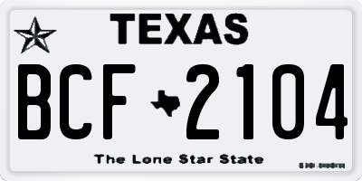 TX license plate BCF2104