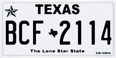 TX license plate BCF2114