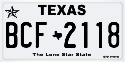 TX license plate BCF2118