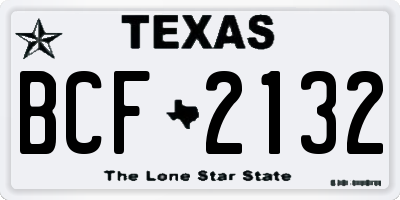 TX license plate BCF2132