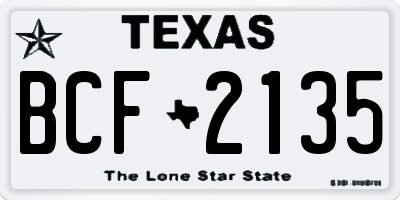 TX license plate BCF2135
