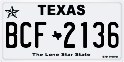 TX license plate BCF2136