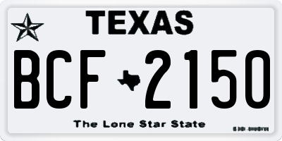 TX license plate BCF2150