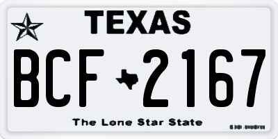 TX license plate BCF2167