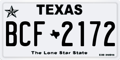 TX license plate BCF2172