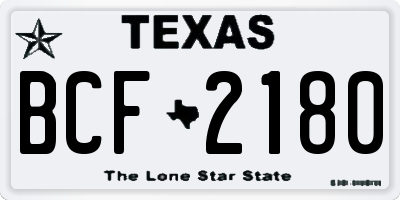 TX license plate BCF2180