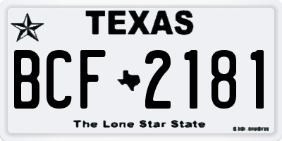 TX license plate BCF2181