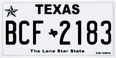 TX license plate BCF2183