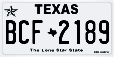 TX license plate BCF2189