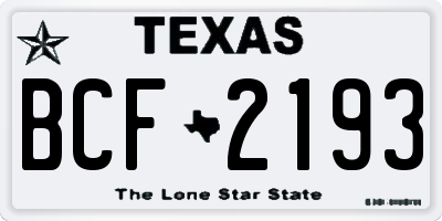 TX license plate BCF2193