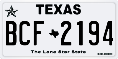 TX license plate BCF2194