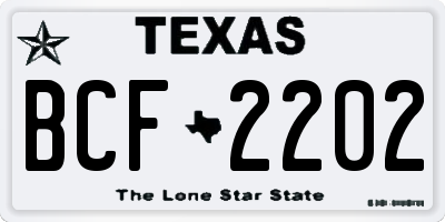 TX license plate BCF2202