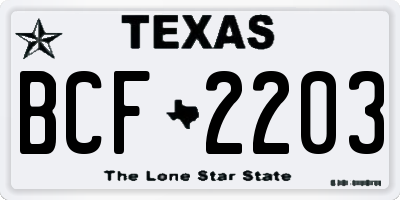 TX license plate BCF2203