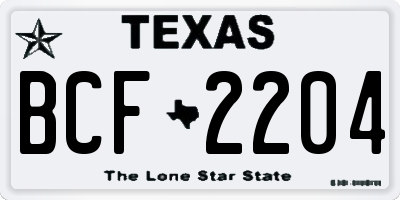 TX license plate BCF2204