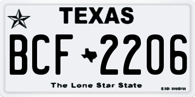 TX license plate BCF2206