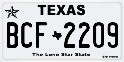 TX license plate BCF2209