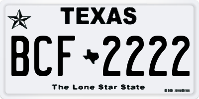TX license plate BCF2222