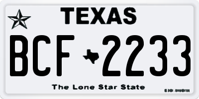 TX license plate BCF2233
