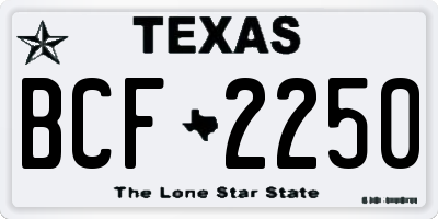 TX license plate BCF2250