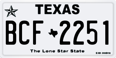 TX license plate BCF2251