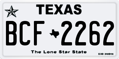 TX license plate BCF2262
