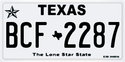 TX license plate BCF2287