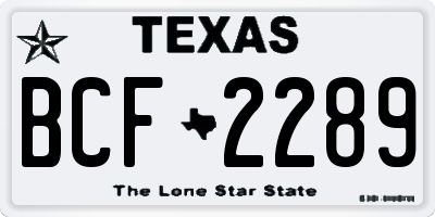 TX license plate BCF2289
