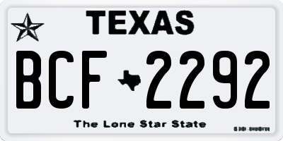 TX license plate BCF2292