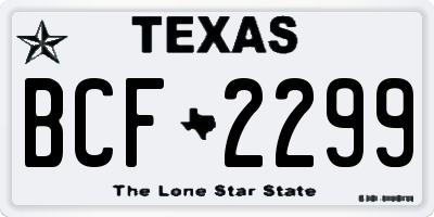 TX license plate BCF2299