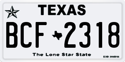 TX license plate BCF2318