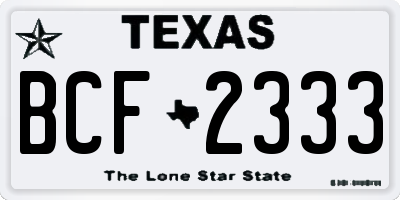TX license plate BCF2333