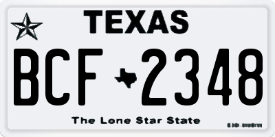 TX license plate BCF2348