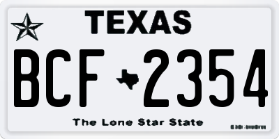 TX license plate BCF2354