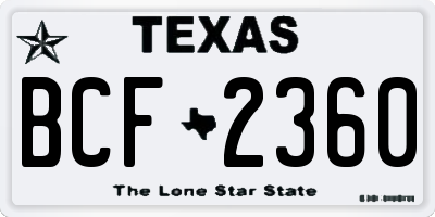 TX license plate BCF2360