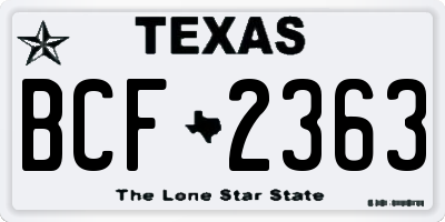 TX license plate BCF2363