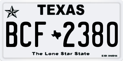 TX license plate BCF2380