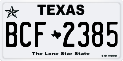 TX license plate BCF2385