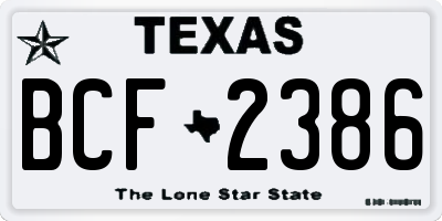 TX license plate BCF2386