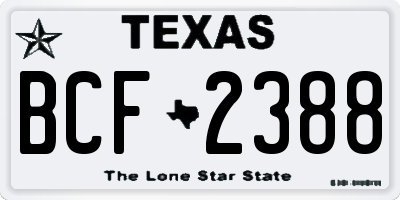 TX license plate BCF2388