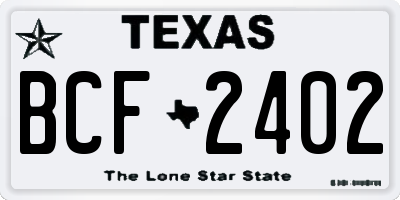 TX license plate BCF2402