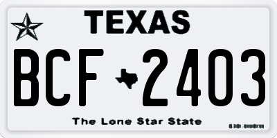 TX license plate BCF2403