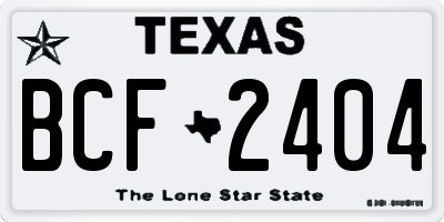 TX license plate BCF2404