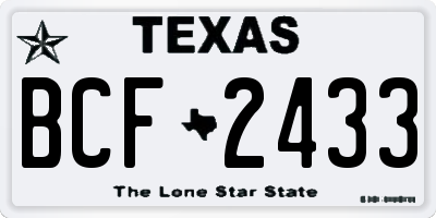 TX license plate BCF2433