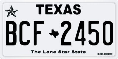 TX license plate BCF2450