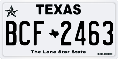TX license plate BCF2463