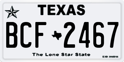 TX license plate BCF2467