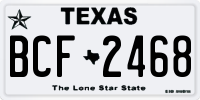 TX license plate BCF2468