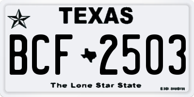 TX license plate BCF2503