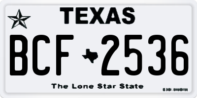 TX license plate BCF2536