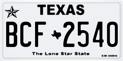 TX license plate BCF2540